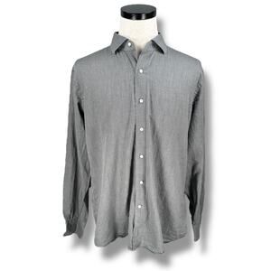 Peter Millar Crown Crafted Fleece Finish Shirt Men's XL‎ Gray Long Sleeve Button